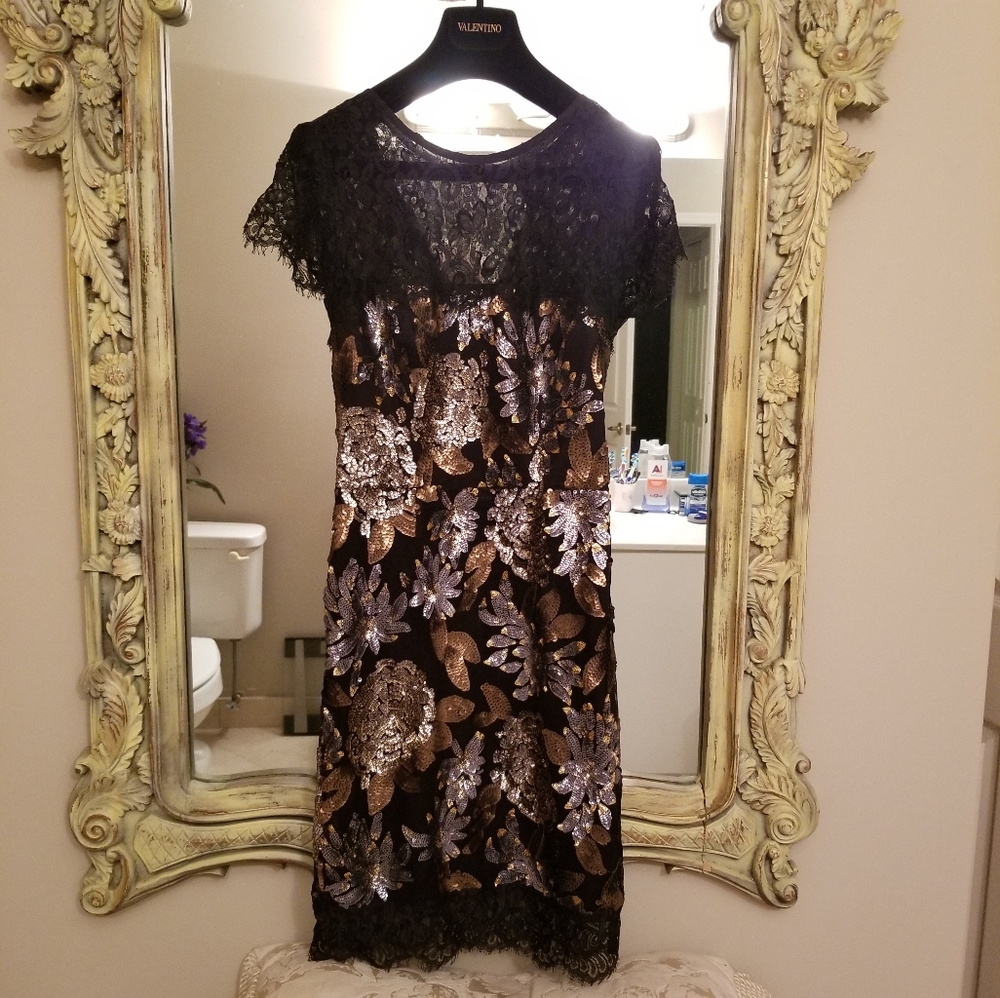 COPY - Nicole Miller sequin lace evening cocktail dress 4